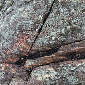 close up of granite with moss