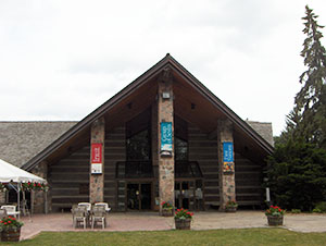 steep peaked roof of the entrance to the McMichael Collection