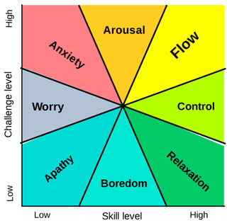 A pinwheel diagram of different states, including flow state