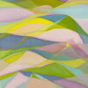 Softly coloured overlapping shapes in a vertical abstract painting.